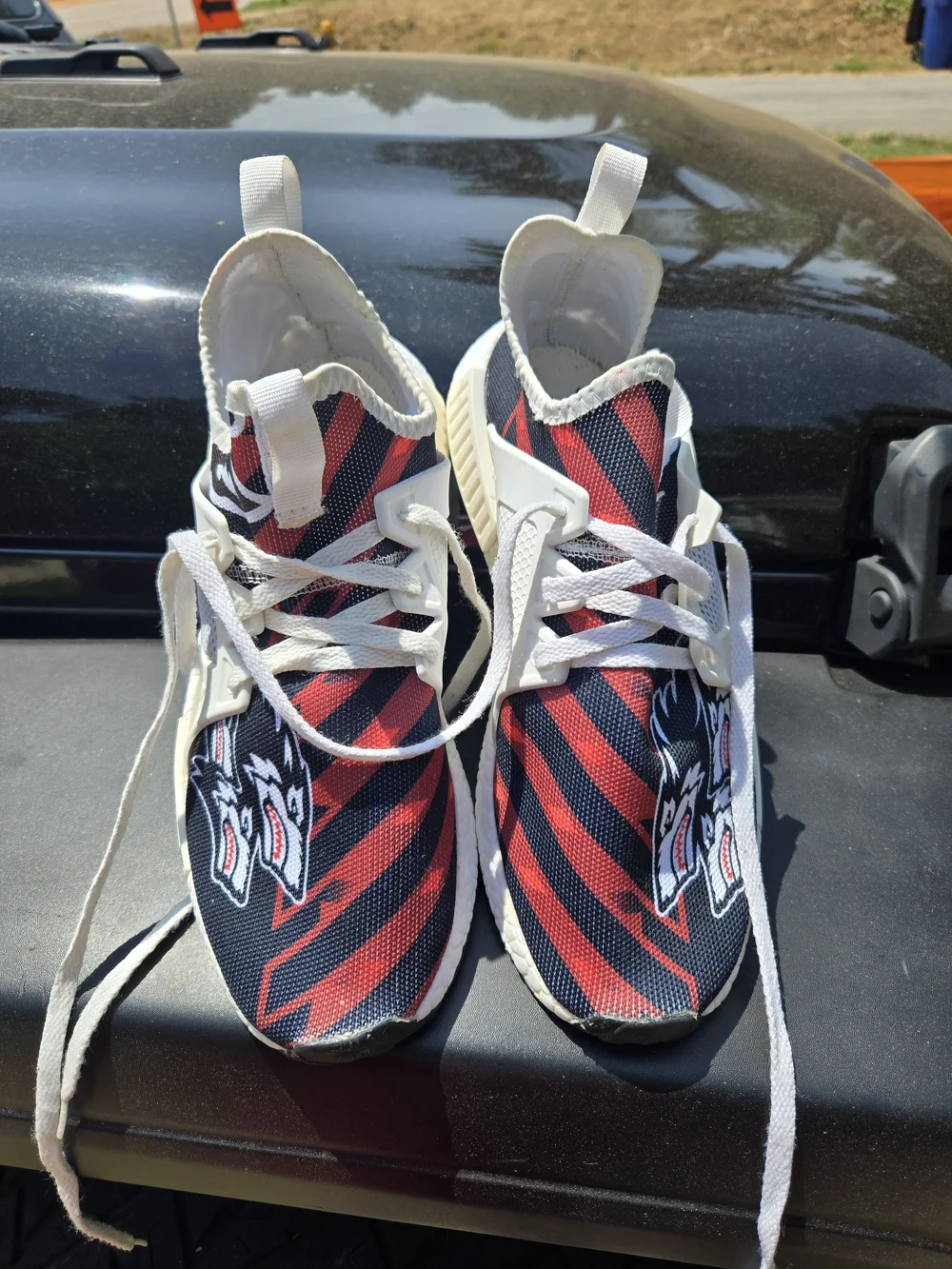 Youth Athletic Sneakers - Black & Red Stripe Kids Shoes